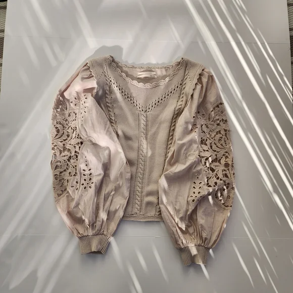 Anthropologie Cutwork‎ Puff-Sleeve Sweater - Picture 4 of 10